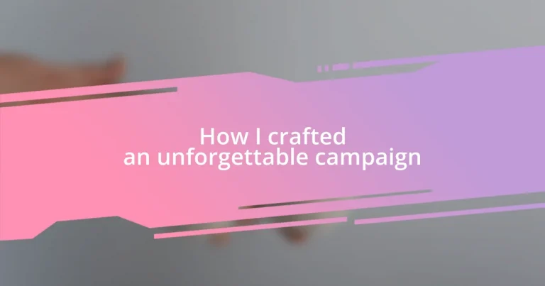 How I crafted an unforgettable campaign