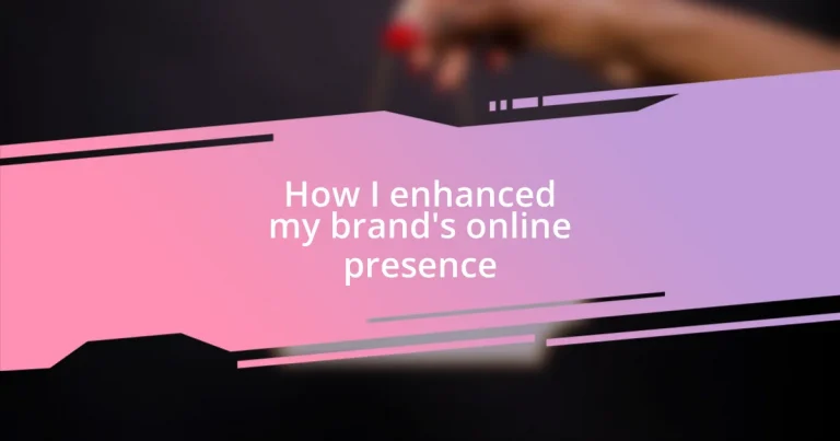 How I enhanced my brand’s online presence