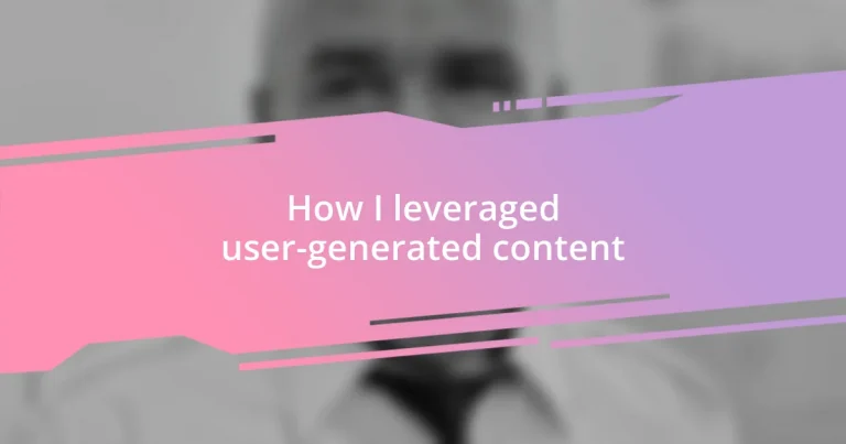 How I leveraged user-generated content