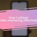 How I utilized video marketing effectively