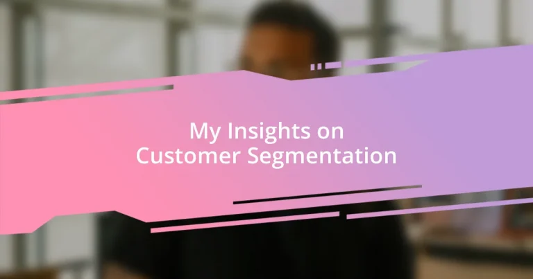 My Insights on Customer Segmentation