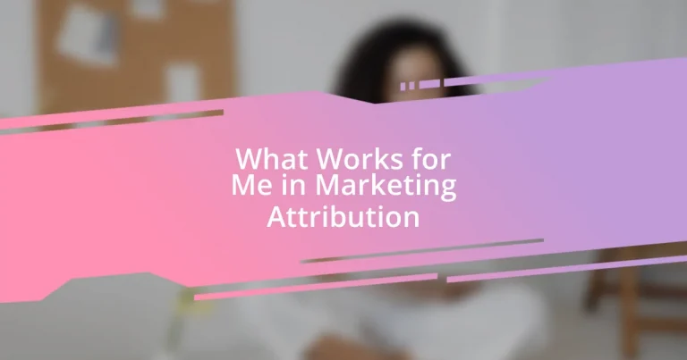 What Works for Me in Marketing Attribution