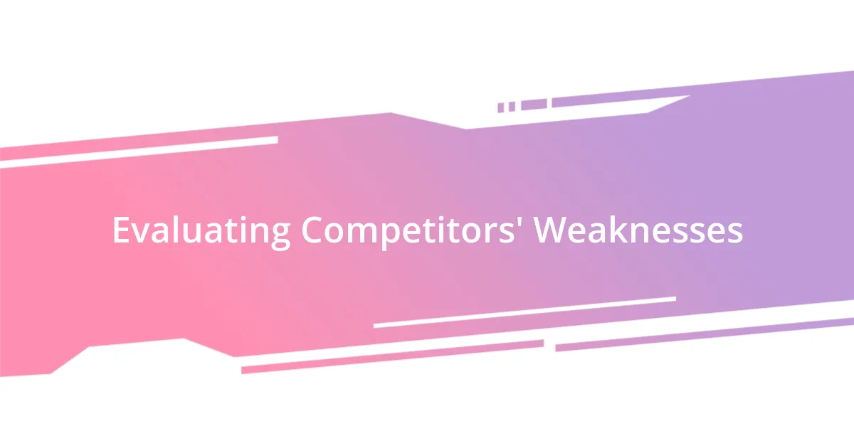 Evaluating Competitors